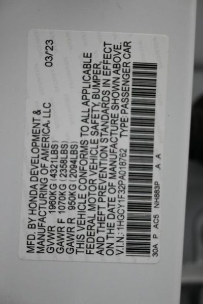 2023 Honda Accord EX w/o BSI