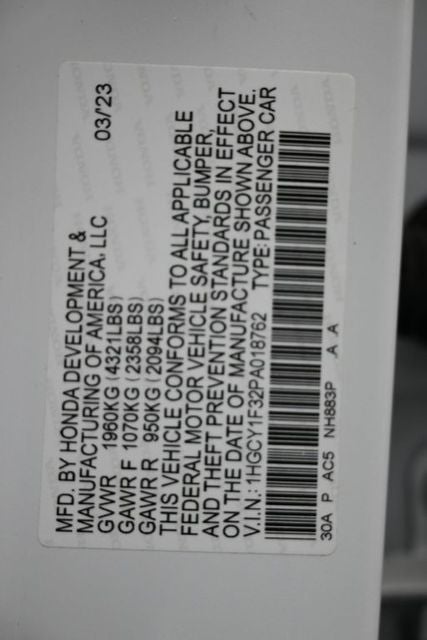 2023 Honda Accord EX w/o BSI