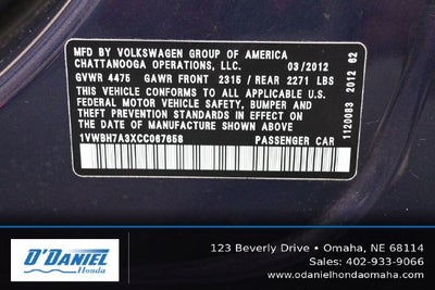2012 Volkswagen Passat 2.5 SE