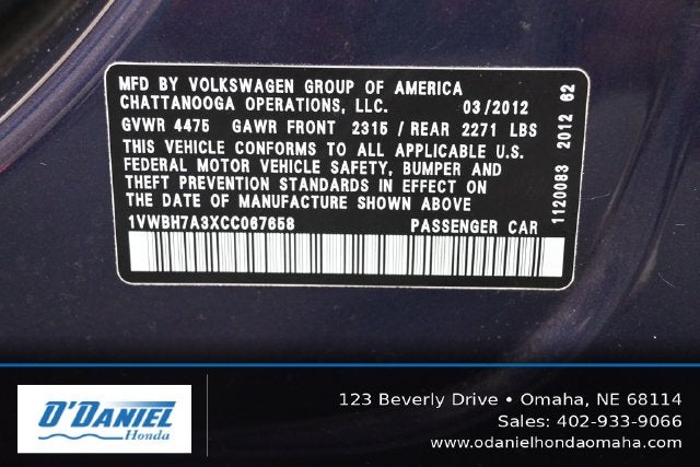 2012 Volkswagen Passat 2.5 SE