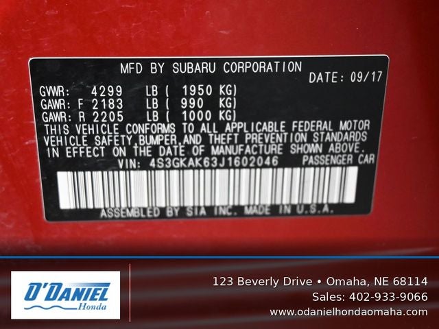 2018 Subaru Impreza 2.0i Sport