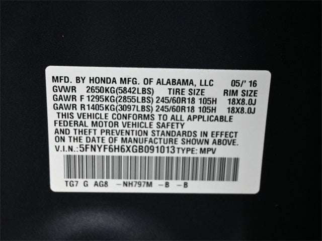 2016 Honda Pilot EX-L w/Honda Sensing