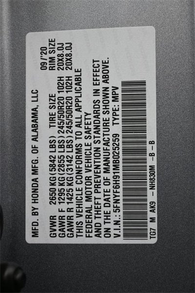 2021 Honda Pilot Touring 8 Passenger