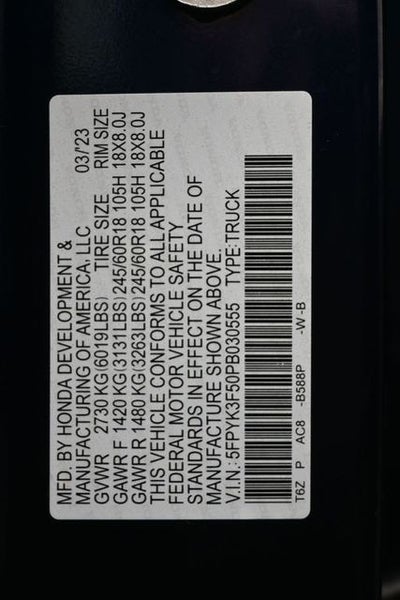 2023 Honda Ridgeline RTL