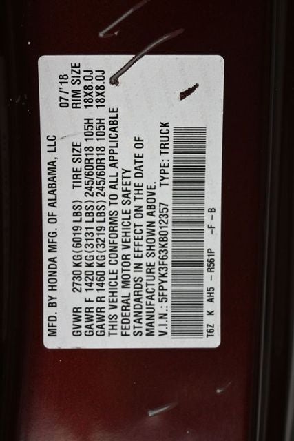 2019 Honda Ridgeline RTL-T