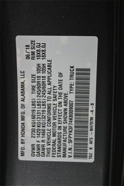 2019 Honda Ridgeline RTL-E