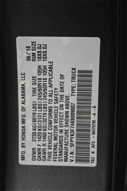 2019 Honda Ridgeline RTL-E