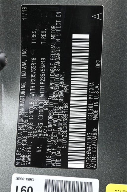 2019 Toyota Sienna L 7 Passenger