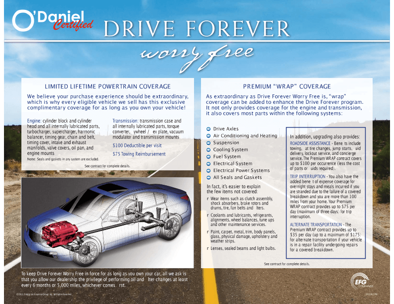 Lifetime Powertrain Protection Plan Infographic at O'Daniel Honda