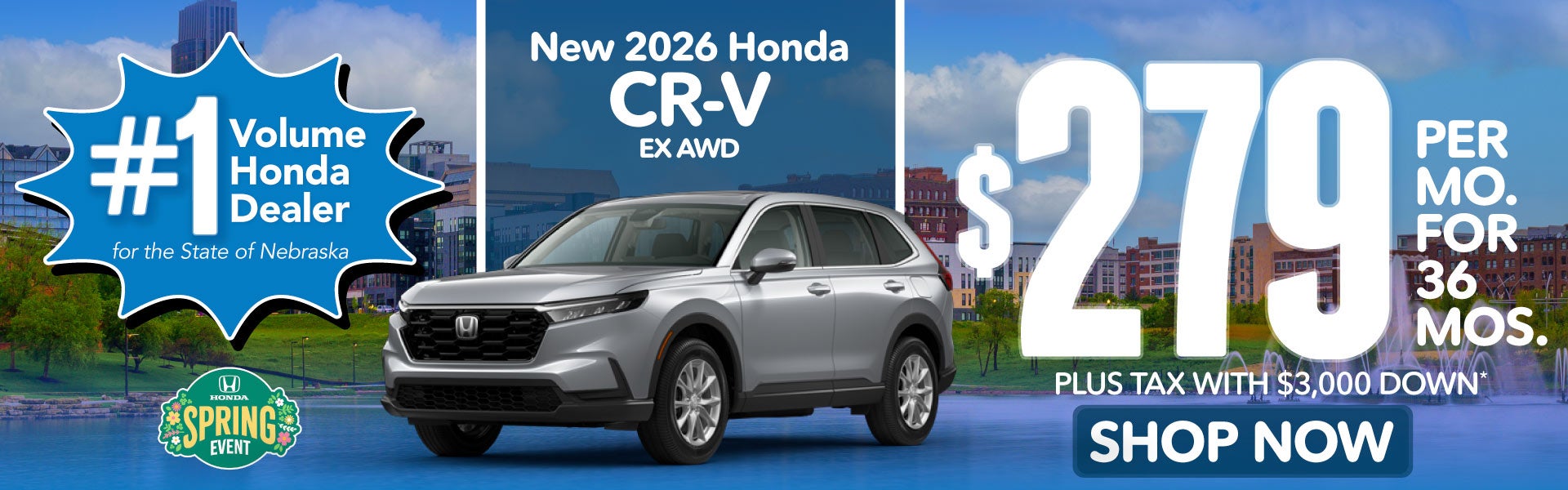 2026 HONDA CR-V EX AWD	$279 PER MO. FOR 36 MOS. PLUS TAX WIT